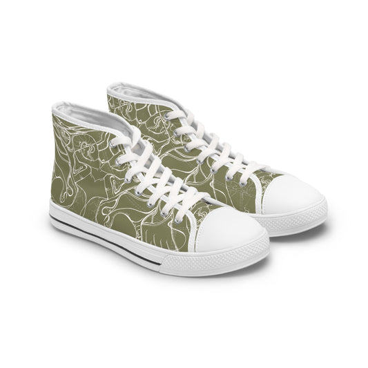 ELEMENTAL VISION Khaki ~ High-Top Sneakers for Women