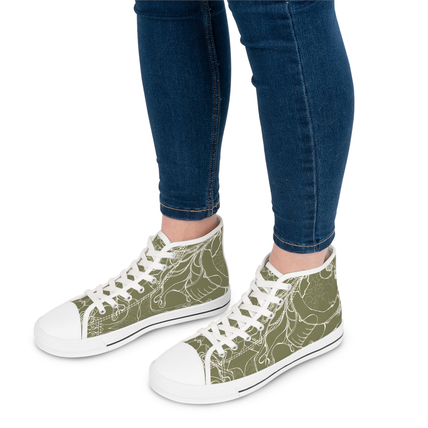 ELEMENTAL VISION Khaki ~ High-Top Sneakers for Women