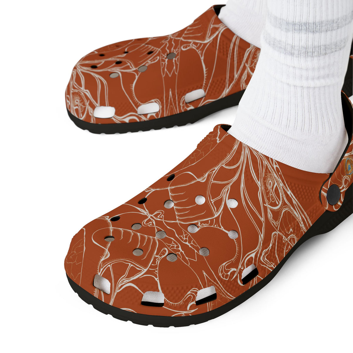ELEMENTAL VISION | Unisex Rubber Clogs | For Adults | BURNT ORANGE SUN SALUTATIONS