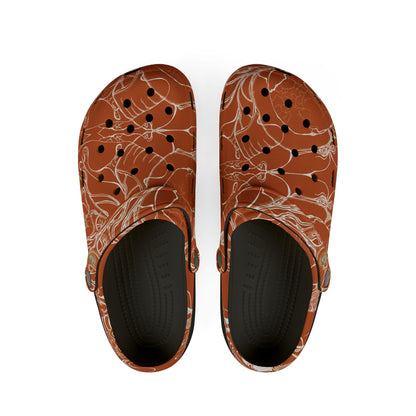 ELEMENTAL VISION | Unisex Rubber Clogs | For Adults | BURNT ORANGE SUN SALUTATIONS