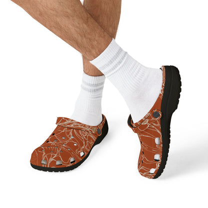 ELEMENTAL VISION | Unisex Rubber Clogs | For Adults | BURNT ORANGE SUN SALUTATIONS