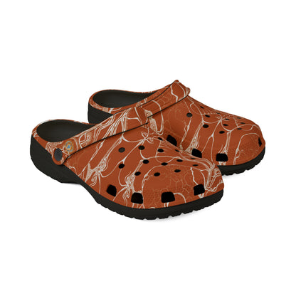 ELEMENTAL VISION | Unisex Rubber Clogs | For Adults | BURNT ORANGE SUN SALUTATIONS