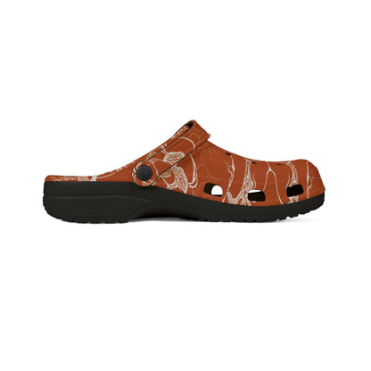 ELEMENTAL VISION | Unisex Rubber Clogs | For Adults | BURNT ORANGE SUN SALUTATIONS