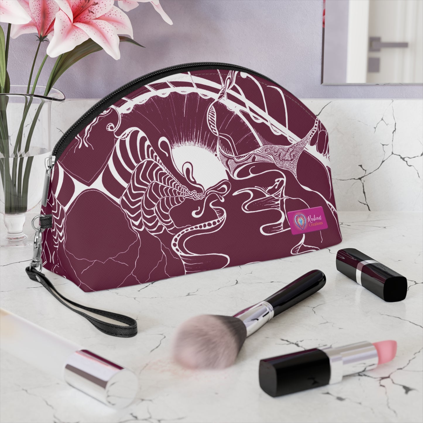 ELEMENTAL VISION | Makeup Bag | Versatile Accessory Radiant Pouch | BURGUNDY TRUST