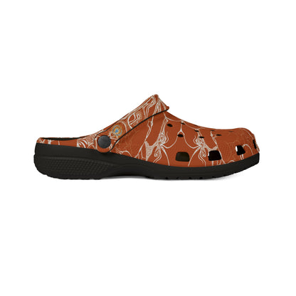 ELEMENTAL VISION | Unisex Rubber Clogs | For Adults | BURNT ORANGE SUN SALUTATIONS