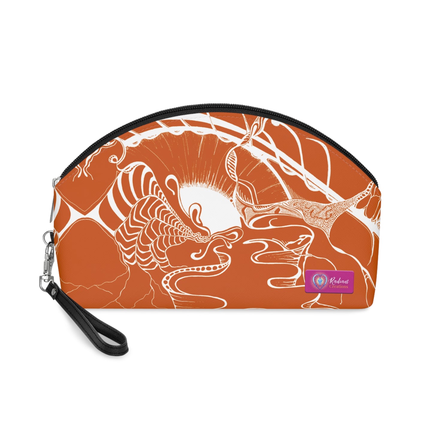 ELEMENTAL VISION | Makeup Bag | Versatile Accessory Radiant Pouch | BURNT ORANGE SUN SALUTATIONS